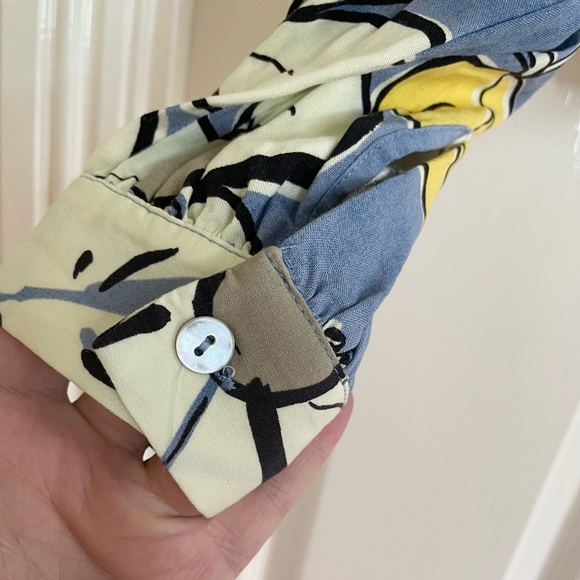 Zara Long Sleeve Cropped Flower Nature Print Button Up Shirt Size Small - Picture 3 of 10